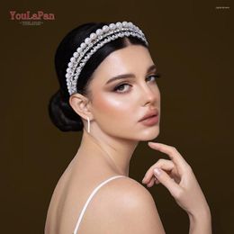 Headpieces YouLaPan Bride Headwear Silver Colour Elegant Wedding Headbands Shiny Rhinestone Pearl Handmade Bridesmaid Hair Accessories HP660