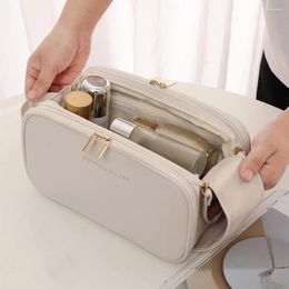 Cosmetic Bags Instagram Style Large Capacity Makeup Bag Portable PU Travel Storage Three-layer