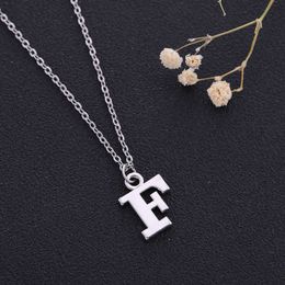 Alphabet Letter Pendant DIY Initials Name Gifts Sier Color Necklace Adjustable Chain For Women
