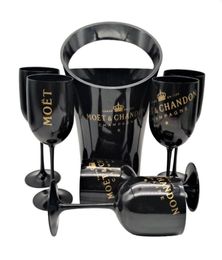 Mystery Black ice bucket and 6 moet glass for family party05154903