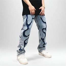 Korean Summer Stylish Luxury Mens Classic Jeans with Bear Print Stretch Hip-hop Casual Cowboy Streetwear Boyfriend Jeans 240520