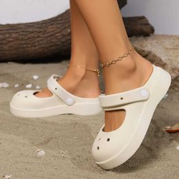Slippers Summer Women Slippers Fashion Thick Bottom Hole Shoes EVA Slippers Beach Sandals Anti-skid Platform Shoe H240521