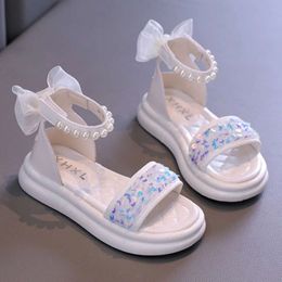 Children's Sequins Summer Bowtie for Pretty Girls Fashion Thick Bottom Kids Causal Princess School Roman Sandals