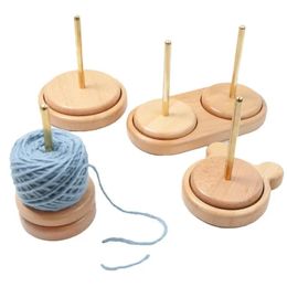 Wooden Yarn Holder Spinning Knitting Tools Beginner Crochet Accessories Stand Sewing Thread Spool Wool Ball Winder Rotation 240521