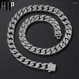 Chains HIP HOP 10MM Cuban Link Chain 2Row Iced Out Rapper Heavy Necklaces For Men Women Choker Jewellery Spring Clasp