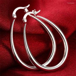 Hoop Earrings 41MM 925 Sterling Silver Smooth Circle Big For Women Lady Fashion Charm High Quality Wedding Jewelry Gift