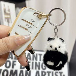 3PCS Mink Fur Keychain Pendant Creative Cute Black White Panda Mobile Phone Bag Plush Keyring Accessories