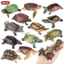 Novelty Games Oenux Sea Life Animals Simulation Mini Leatherback Tortoise Turtle Ocean Model Figurines Action Figures Montessori Kid Toy Gift Y240521