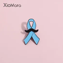 Brooches Blue Ribbon Care Men's Health Enamel Brooch Custom Prostate Cancer Lapel Pins Badges Nursing Jewelry Gift For Male Friends