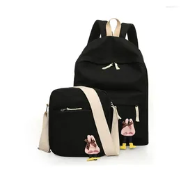 Backpack Style 2024 Casual Canvas Backpacks For Teenage Girls Cute Korean Rucksacks Women Bag Set School Travel