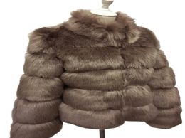 Fashion Winter Coat Women Luxury Faux Fox Fur Coat Plus Size Women Stand Fur Collar Long Sleeve Faux Fur Jacket fourrure7700555