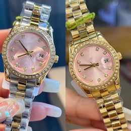 classical ladies watches 28mm quartz Rhinestone diamond Gold women watch Designer wristwatches Stainless Steel band for womens Christmas Valentines Day Gift