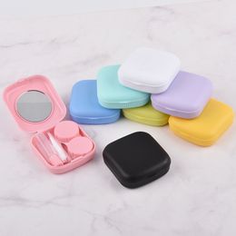 Lovely Colorful Travel Pocket Mini Contact Lens Case Travel Kit Easy Carry Mirror Lenses Storage Set Box Container