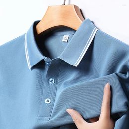 Men's Polos 2024 Summer Solid Colour Business Polo Shirt Men Short Sleeve Slim Fit Casual T-shirts Fashion Lapel Tee Tops Social Clothing