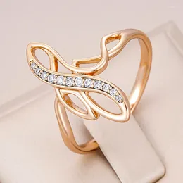 Cluster Rings Kinel Hollow Crystal Flower Ethnic Bride 585 Rose Gold Colour Natural Zircon Fine Vintage Wedding Jewellery For Women