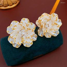 Stud Earrings 2024 Arrival Korean Sweet Elegant Simple Crystal Flower For Women Fashion Jewelry Party Gifts