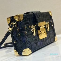 Mini Box Bag Hard Trunk Box Handbag Women Fashion Tote Designer Cosmetic Case Top Mirror Quality Luxury Crocodile Leather