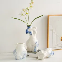 Bottles Creative Nordic Hand-painted Body Vase Ceramic Ornaments Living Room Flower Arrangement Light Luxury High-end