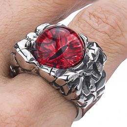 Cluster Rings Vintage Python Ring Men's Personality Red Stone Eye Snake Motorcycle Party Punk Style Biker FOR Men Women Jewellery
