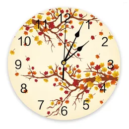 Wall Clocks Autumn Fallen Leaves Clock Modern Design Living Room Decoration Kitchen Mute Watch Home Interior Decor