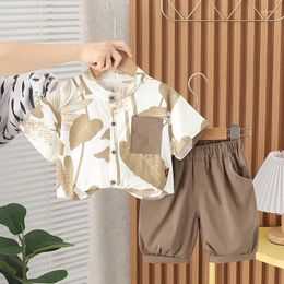 Clothing Sets Toddler Summer 1st Birthday Boy Outfit 2024 Korean Style Cute Turn-down Collar Short Sleeve Shirts And Shorts Boys Clothes