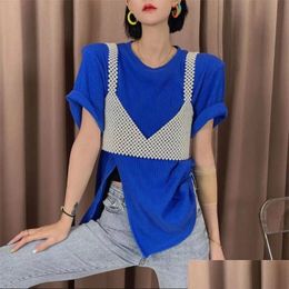 Chokers Fshxol Fishion Temperament Beaded Vest Pearl Shoder Chain Jewellery Dress Design Hand-Woven Suit T-Shirt Chest Accessories Drop Dhvt6