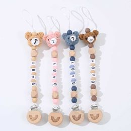 Pacifier Holders Clips# Personalized name for baby beech pacifier clip Soothe Teeth Chain for anti loss baby dummy stand chain clip care chewing toy d240522