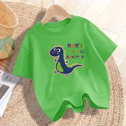 T-shirts 3~14Y Little Boys Cartoon Tee shirt Kids Summer Clothes Baby Dino T-shirt Dinosaur Print Boys T-Shirt Y240521