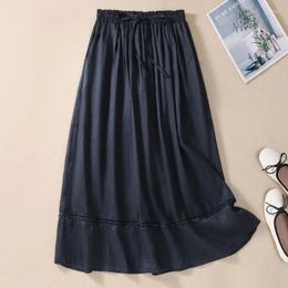 Skirts Chinese Style Women's Vintage Solid Colours Skirt Cotton Linen Spring/Summer High Waist Loose A-LINE Clothing YCMYUNYAN