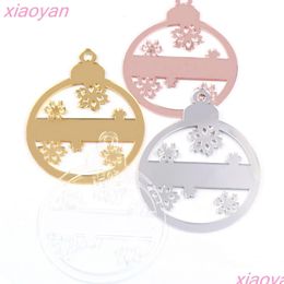 Other Event Party Supplies 1Pcs 127Mm Christmas Bauble Holiday Snowflake Tree Decorations Ornaments Family Gifts Gold Mirror Acryl Dhngu