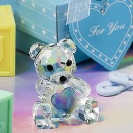 Baby Boy Shower Favors Choice Crystal Collection Blue Teddy Bear Figurines in Gift Box Newborn Christening Baptism Birthday Souvenir ZZ