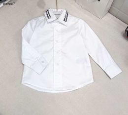 Top lapel baby Shirt Collar logo embroidery design boys coat Size 100-160 CM kids designer clothes Child Blouses Nov25