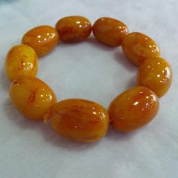 Bangle Wholesale Dark Yellow Ore Bright Natural Stone Bracelets Lucky For Women Men Single Lap Bucket Beads Hand String Simple Jewellery