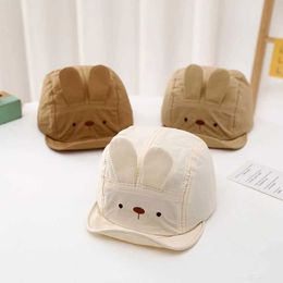 Caps Hats Cartoon Rabbit Ear Baby Baseball Hat Spring/Summer Soft Brim Mesh Childrens Sun 0-3Y Boys and Girls Outdoor Footstep d240521