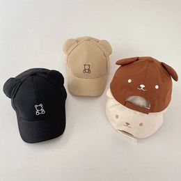 Caps Hats Childrens Summer Snap Hat Baby Girls and Boys Cartoon Cute Bear Embroidered Baseball Cotton Sun d240521