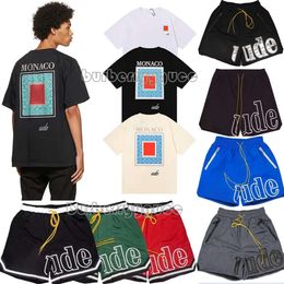 Designer T-Shirts Mens rhude Shorts Beach Pants Womens Cotton Short Sleeves Shirts Casual Tshirt Versatile Rhude Tees Shirt Quick Drying Breathable