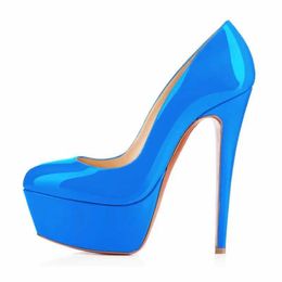 Dress Shoes New Women Pumps Extremely High Heels Shoes14cm Sexy Patent Leather Woman Wedding Party Shoes Platform Stiletto Red 817-9PA H240521 CEO7