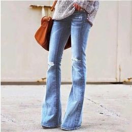 Women's Jeans Mom Flare For Women Bell Bottom Vintage Denim Skinny Woman Plus Size Black Female High Waist Wide Leg Pants