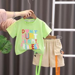 Clothing Sets Kids Baby Boy 2 Piece Set 2024 Summer Loose Letter Printed O-neck Short Sleeve T-shirts And Shorts Infant Boys Clothes Outfits