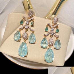 Dangle & Chandelier Luxury Vintage Drop Shaped Zircon Women Earrings Pendant Retro Elegant Ladies Goth Girl Gift Aesthetic Accessorie Dhafx