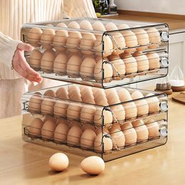 Storage Bottles Refrigerator Egg Box Transparent Case 2 Layer Tray Drawer Type Crisper Kitchen Organisation