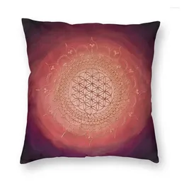 Pillow Soft Flower Of Life Mandala Gold On Magenta Throw Cover Home Decorative Yoga Meditation For Living Room