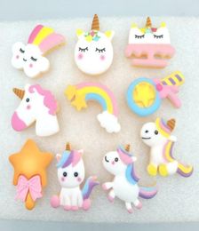 20PcsLot Kawaii Unicorn Rainbow Star Resin Flat Back Cabochon Scrapbooking Hair Bow Centre Embellishments DIY Accessories Y01073069603