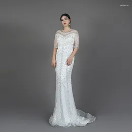 Party Dresses Baisha White Elegant Chic Evening Dress 2024 Tassels Sequin Nail Bead Mom For Women Vestidos Para Eventos Especiales M51