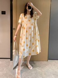2023 New Summer Fashion Dresses Pregnants Clothing Wear Floral Short-sleeved Pregnant Women Pregnancy Casual Clothes Femm L2405