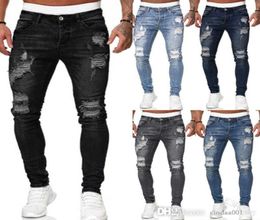 Retail New Style Mens Jeans With Holes Slim Cotton Trousers Designer 2023 Fashionable Leggings Mens Pants 5 Colours SXXXL4624542