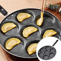 Pans 7 Hole Frying Pot Thickened Omelet Pan Black Non-stick Egg Steak Ham Pancake Kitchen Cooking Breakfast Maker