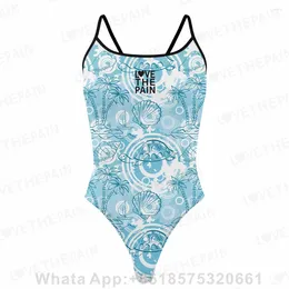 Women's Swimwear Love The Pain Race Swimsuit Women Sexy One Piece Beach Wear Bathing Suit Monokini Push Up Training