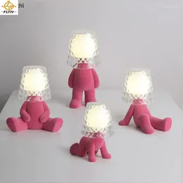 Table Lamps Nordic Lamp Creative Resin Pink People Shape Desk Light Novelty LED For Home Children Bedroom Living Room Decor