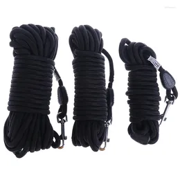 Dog Collars 5M Black Nylon Leash Long Tracking Round Rope Outdoor Walking Training Pet Lead Leashes For Medium Large Dogs